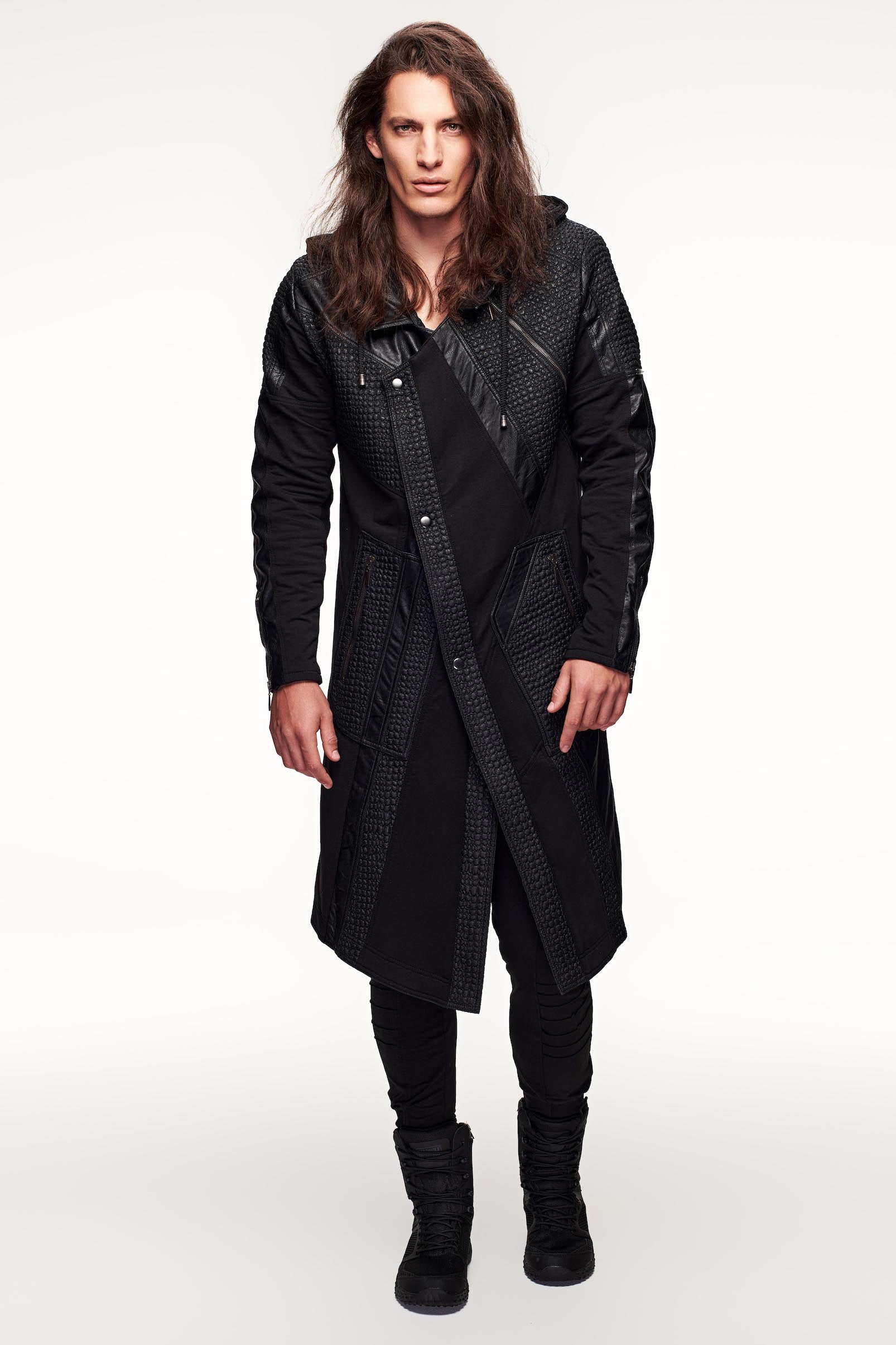 Pollux Trench Leather Coat - Black