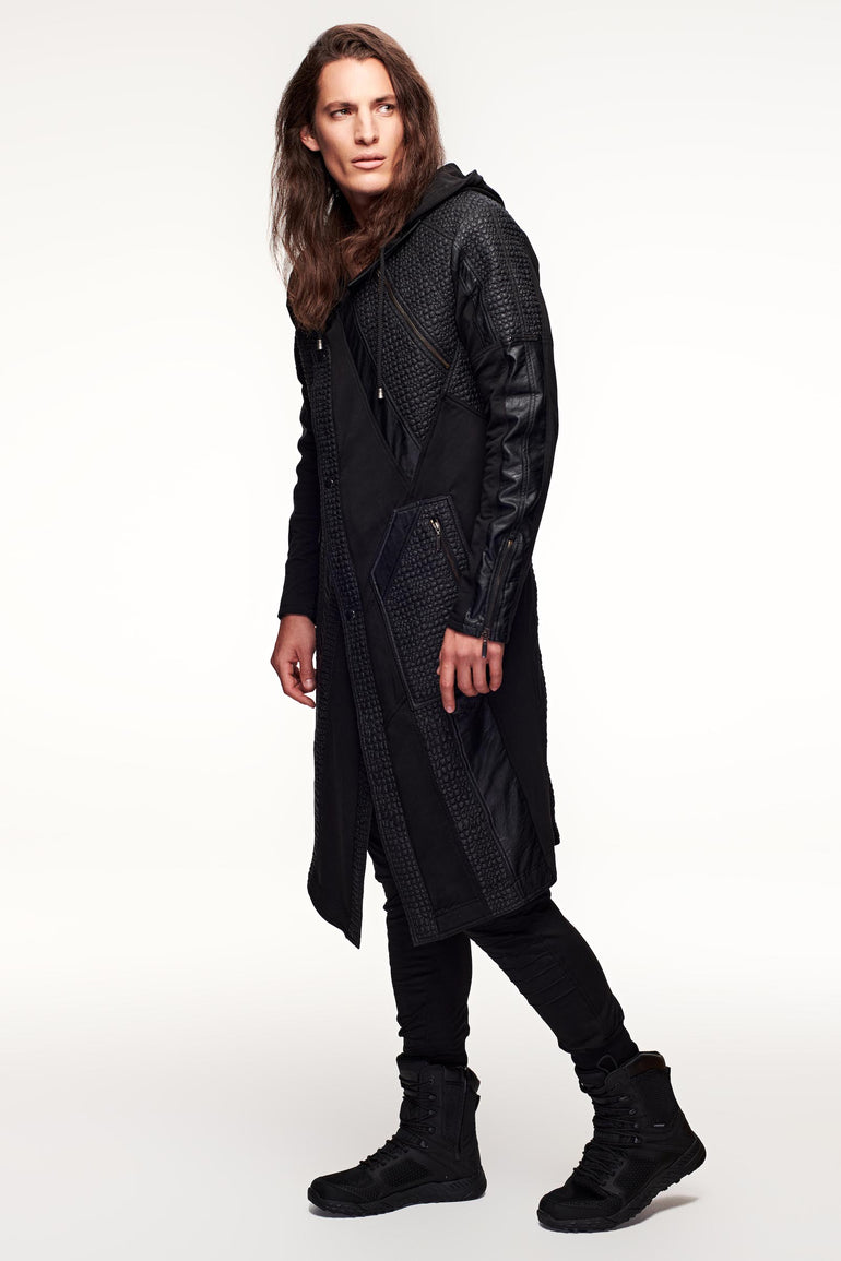 Pollux Trench Leather Coat - Black