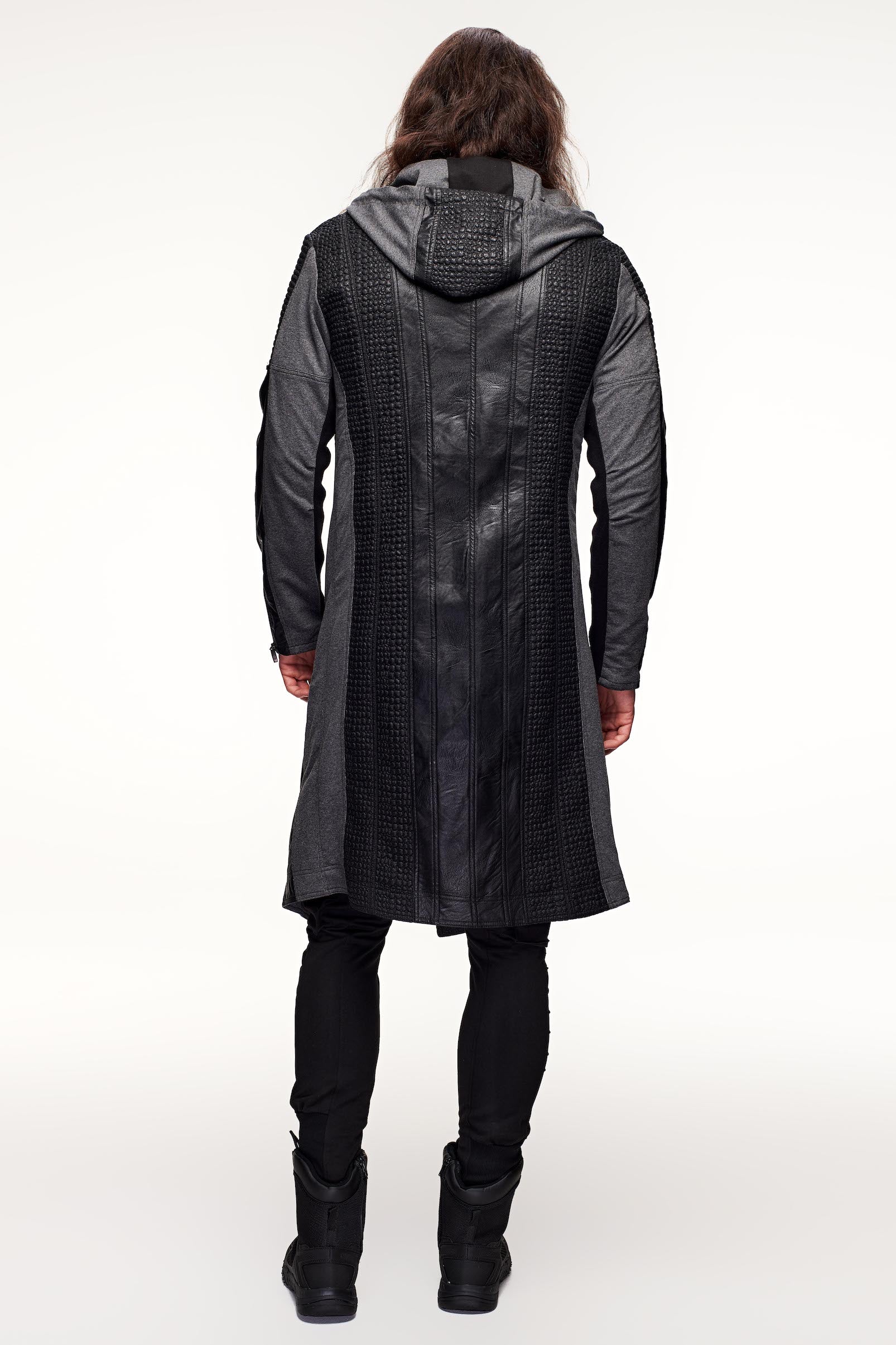 Pollux Trench Leather Coat - Grey
