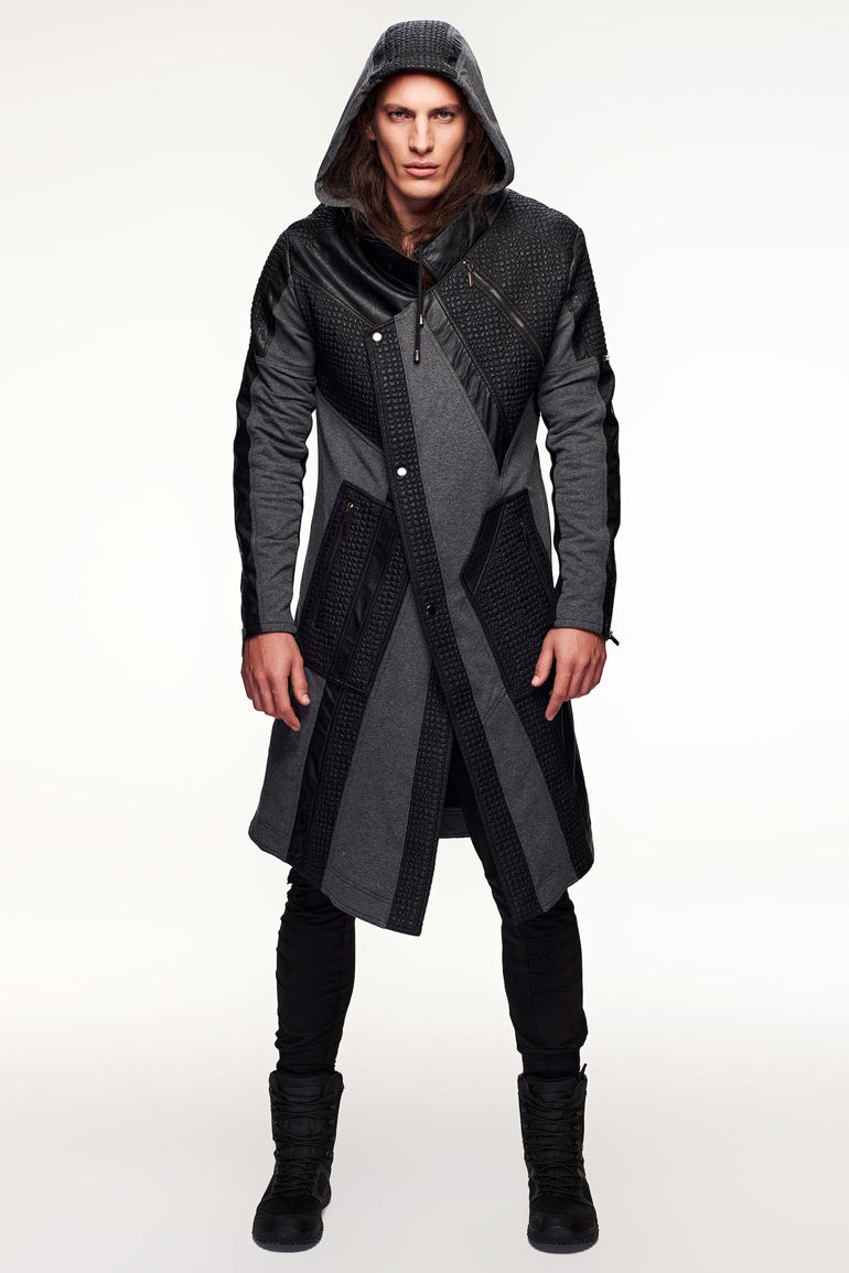 Pollux Trench Leather Coat - Grey
