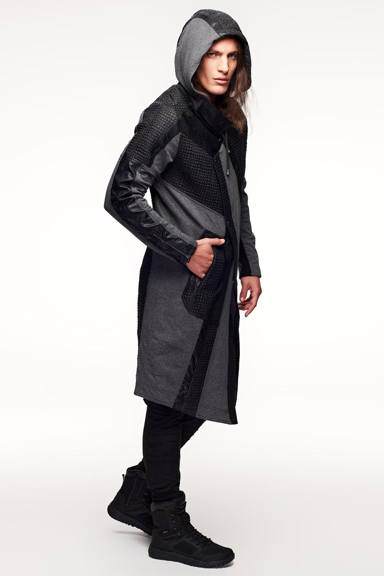 Pollux Trench Leather Coat - Grey