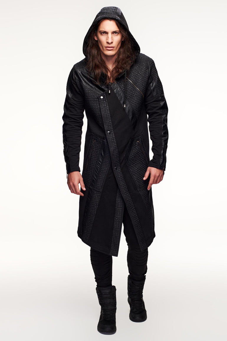 Pollux Trench Leather Coat - Black