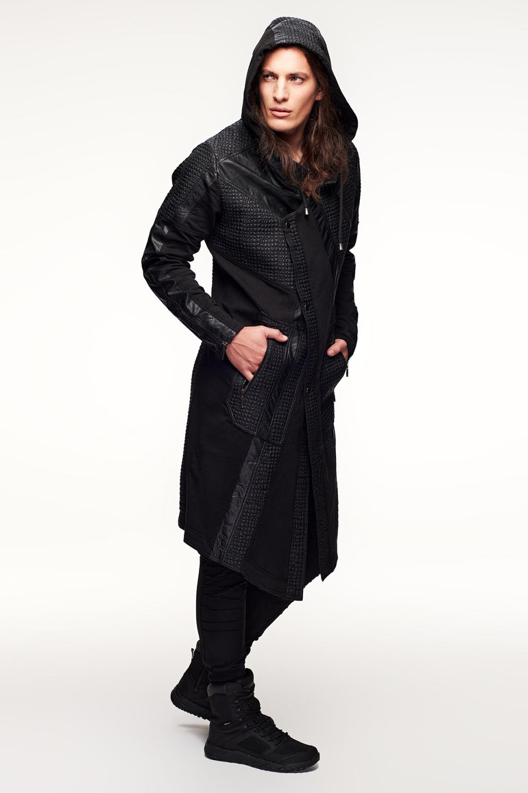 Pollux Trench Leather Coat - Black