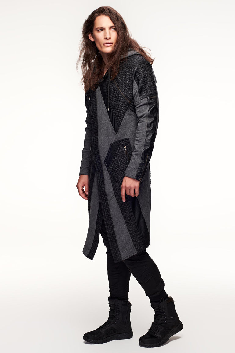 Pollux Trench Leather Coat - Grey